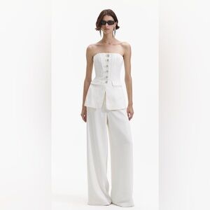 NWT Self-Portrait White Bandeau Crepe Jumpsuit, US 6